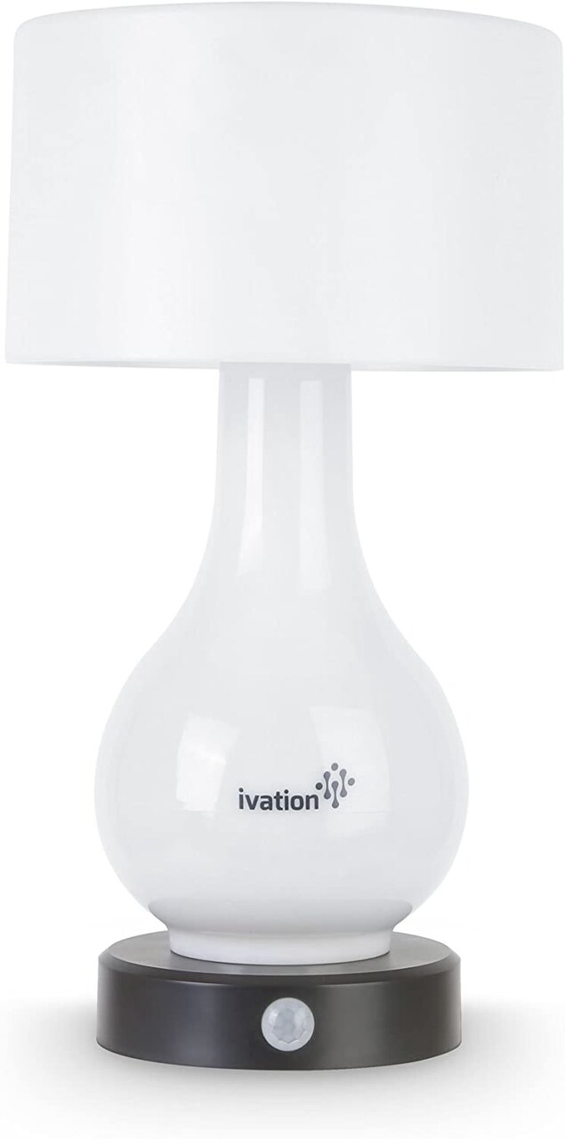 Ivation 6-LED Battery Powered Lamp, Motion Sensing LED Table Lamp w/Dual Color Range